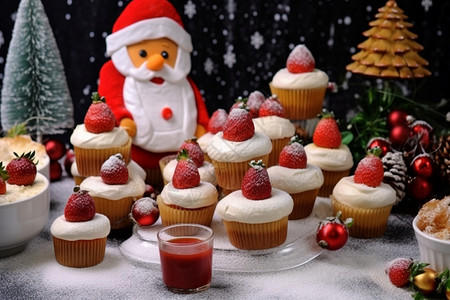 圣诞节草莓蛋糕高清图片