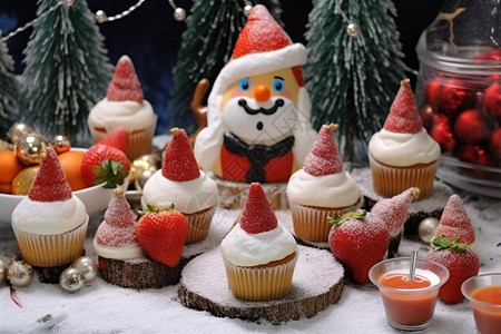 圣诞节甜品草莓思慕雪高清图片