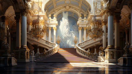 欧洲宫殿式古建筑插图背景图片