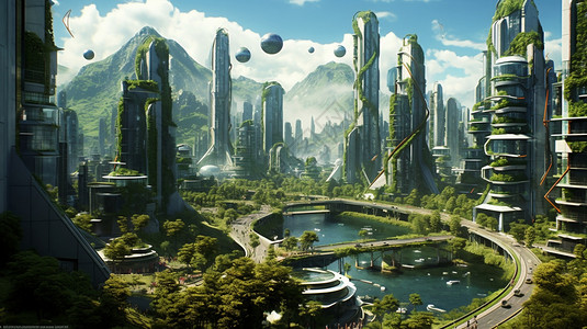 未来派智慧城市概念图图片