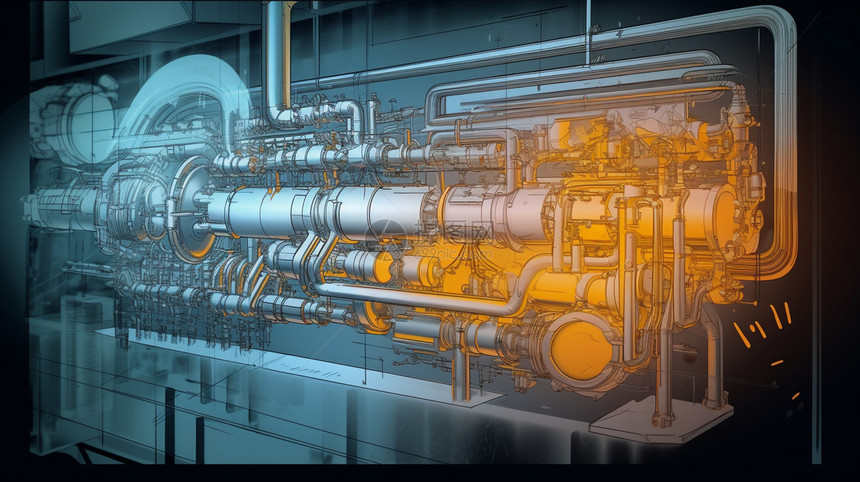 新能源技术的复杂结构草图图片