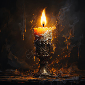燃尽的蜡烛油画插图背景图片