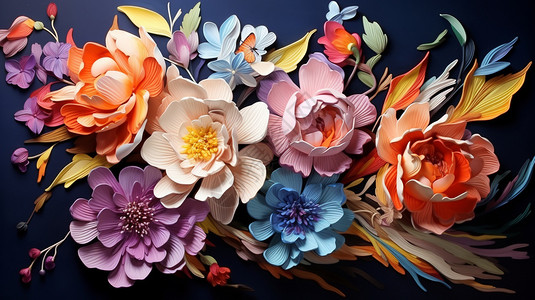 五颜六色的花朵立体背景图片
