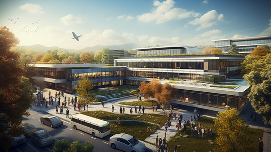未来派大学校园建筑概念图图片