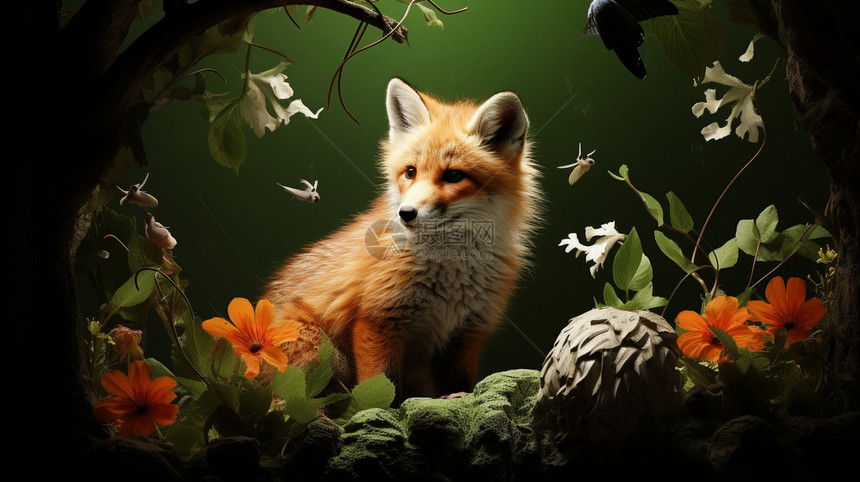 深林中的小狐狸图片