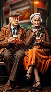 养老的老年夫妻图片