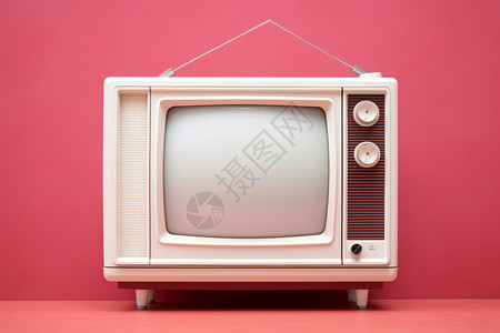 粉色背景上的复古电视高清图片