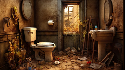 肮脏的厕所插图背景图片