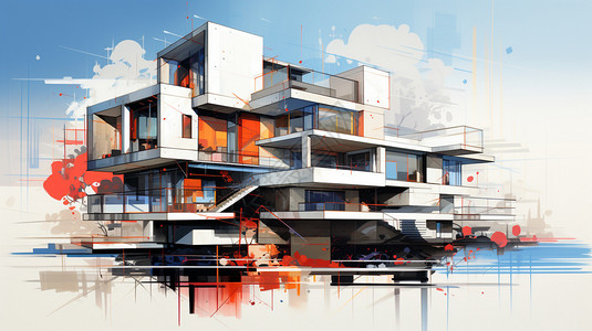 建筑结构设计创意城市房屋建筑插图插画