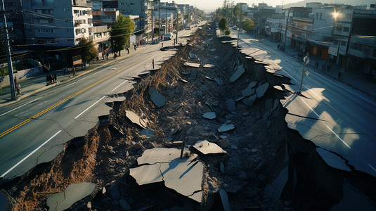 地震断裂地面地震导致城市地面的坍塌设计图片