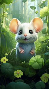 可爱的小老鼠动画插图背景图片