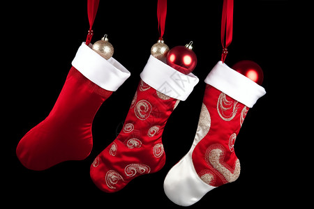 红色圣诞袜子背景图片