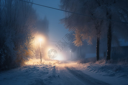 寒冷的冬夜图片