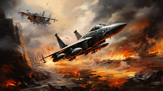 空军战斗的创意插图背景图片
