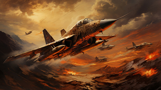 空军战斗的创意插图背景图片