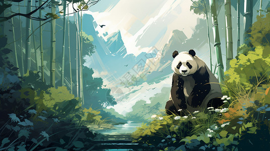 野生大熊猫野生的大熊猫插图插画