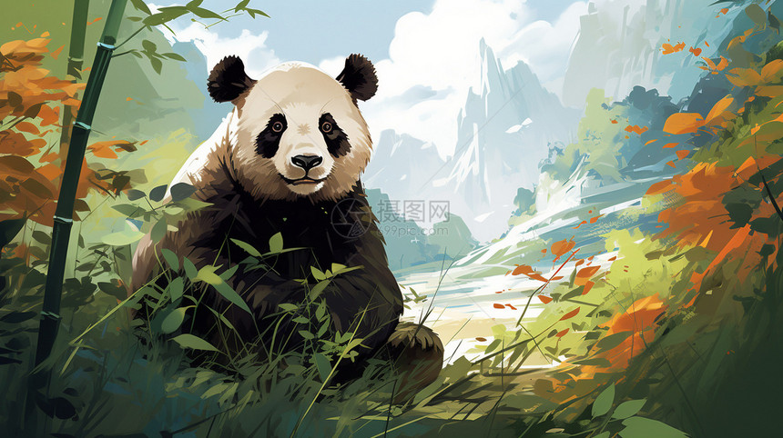 竹林中的熊猫图片