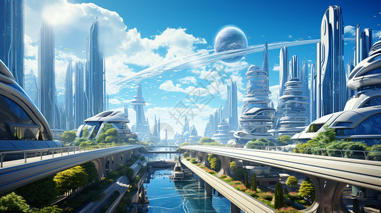 壮观的未来城市背景图片