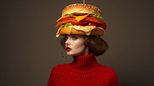 创意汉堡包帽子背景图片