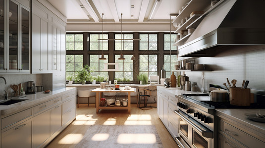 现代家居装修的厨房场景图片