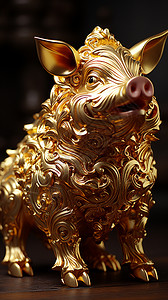 金色的猪创意的金色猪模型设计图片
