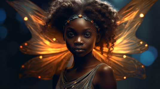 带翅膀的女孩神秘的非洲女孩背景