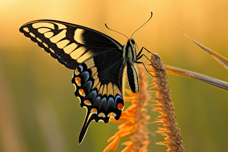 翼展停泊的彩色蝴蝶背景