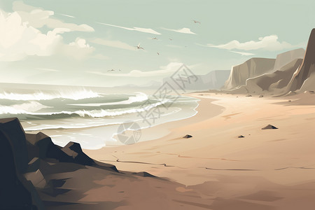 刮风的海滩背景图片