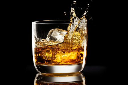 苏格兰威士忌玻璃杯中的白兰地设计图片