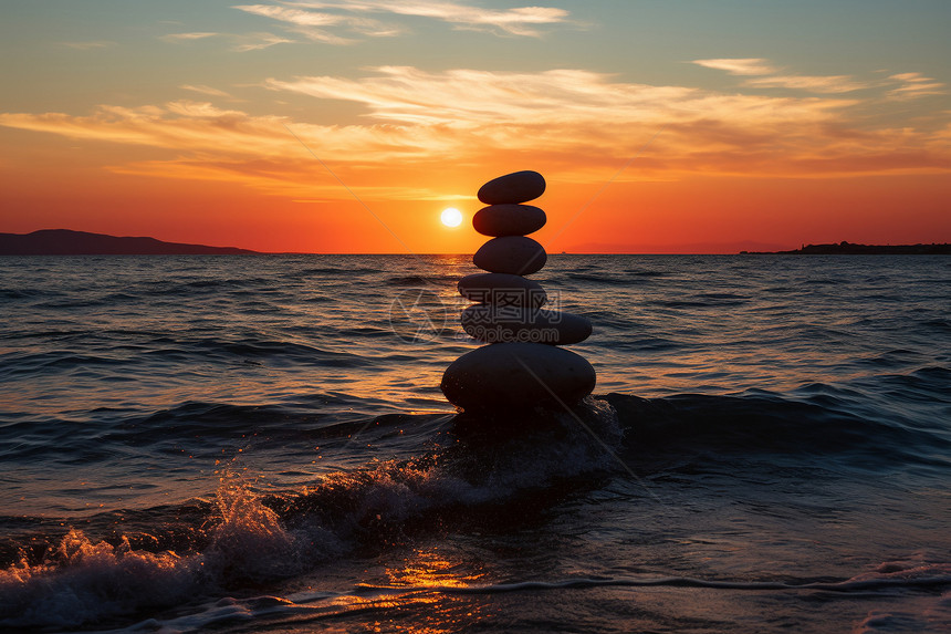 夕阳下的地中海图片