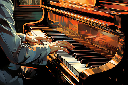 弹钢琴的人钢琴家手指插画