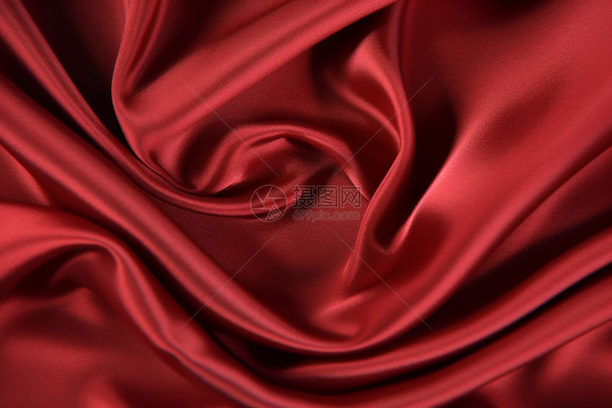 红色丝绸布料图片