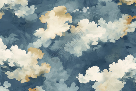 一个无缝的云图案背景图片