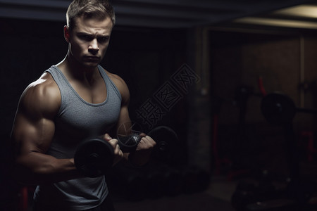 男子在健身房进行锻炼背景图片