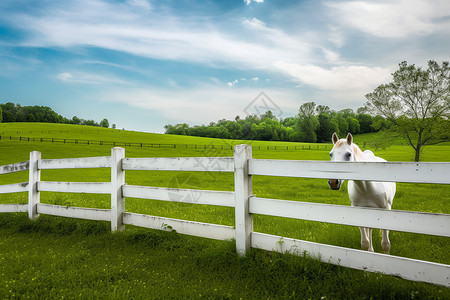 草坪上的白马图片
