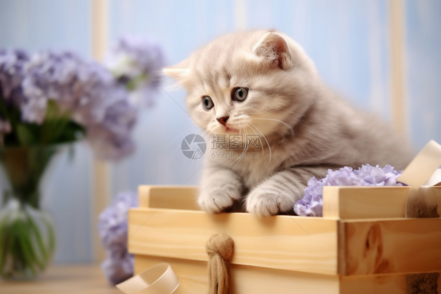 木箱里的小猫图片