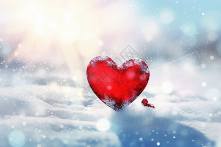 在户外创作冬天在户外的爱心设计图片