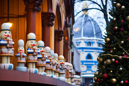 圣诞节装扮的欧洲城市背景图片