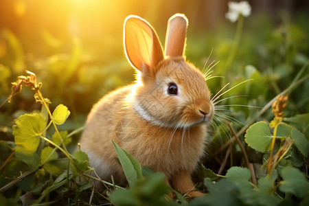 草地上可爱的小兔子图片
