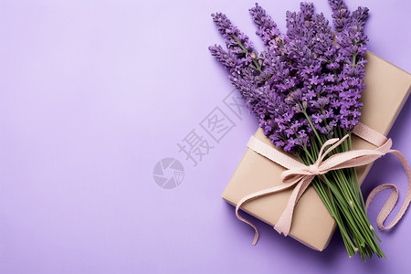 紫色薰衣草礼物背景图片