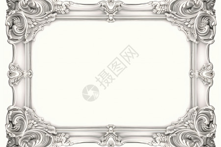 巴洛克风格的银色相框高清图片