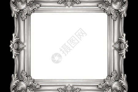巴洛克素材复古银色空白相框设计图片