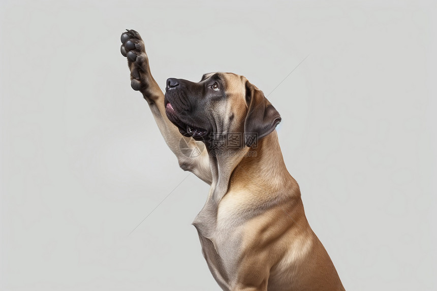 聪明举手的狗狗图片