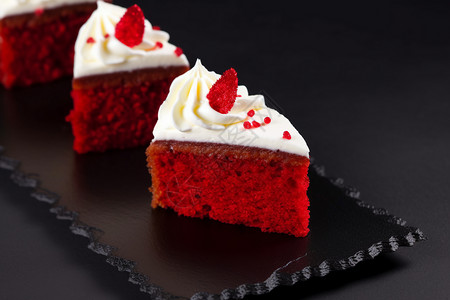 奶油红丝绒蛋糕背景图片