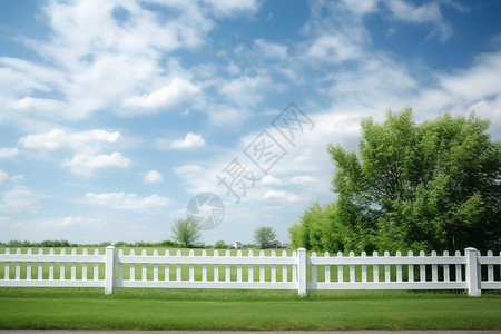 公园草地围栏背景图片
