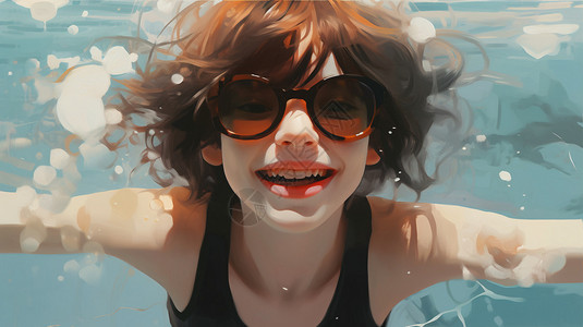 水中可爱的小女孩背景图片