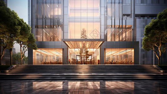 高层办公大楼城市中的高层建筑概念图设计图片
