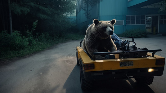 大棕熊运输车里的大狗熊设计图片