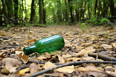 森林瓶子回收玻璃瓶垃圾背景
