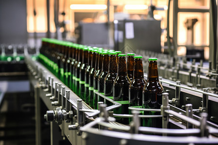 啤酒厂的自动化生产线高清图片